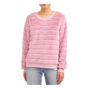 No Boundaries M Pink Juniors Faux Fur Pullover